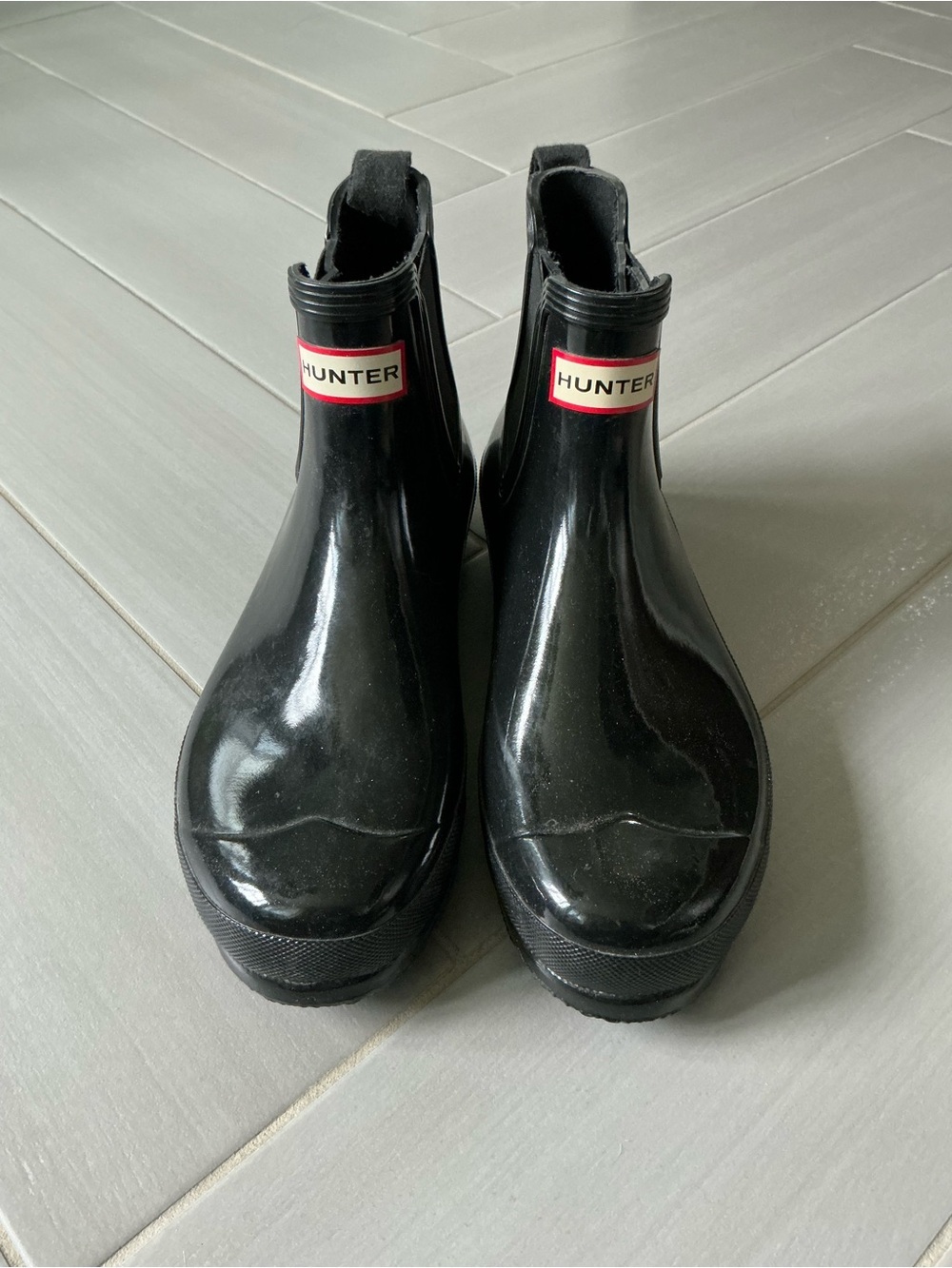 Hunter Original Chelsea Rain Ankle Boots | Black High Gloss - Picture 5 of 8